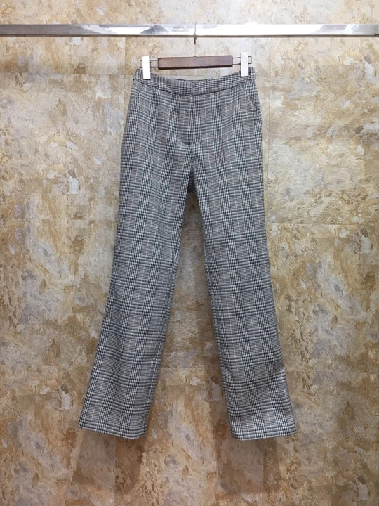 Early autumn new women's Lapel double-breasted button symmetrically buttoned Plaid suit jacket+ trousers suit 918
