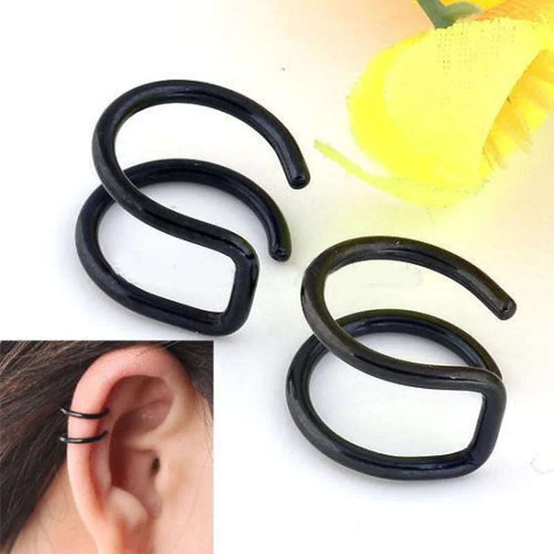 2 Pcs/set Punk Simple Ear Clip Cuff Wrap Earrings for Women Fashion Jewelry Clip-on Earrings Non-piercing Ear Cuff Eardrop