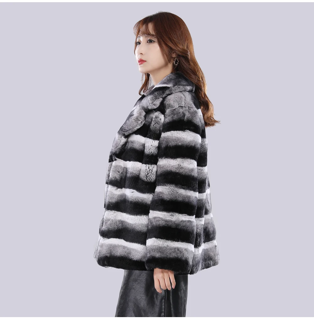New Lady Fashion Winter Genuine Real Rex Fur Jacket Women Rex Rabbit Fur Coat High Quality Natural Rex Rabbit Fur Overcoats