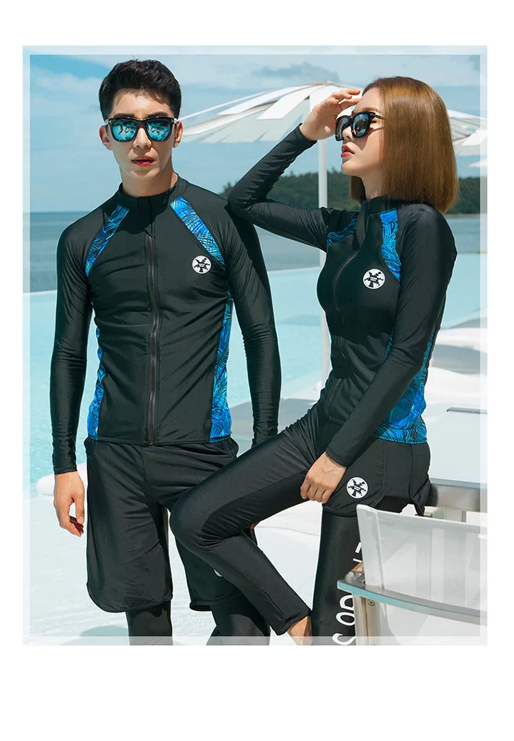 

New Style Women's Five-Piece Men's Three Pieces Split Type Long Sleeve Trousers Zipper Latent Couples Bathing Suit