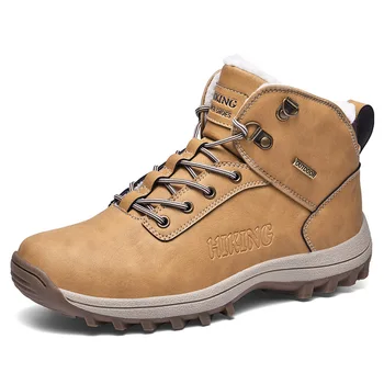 

Winter men's plus velvet hiking shoes large size non-slip Martin boots outdoor leisure warm climbing shoes