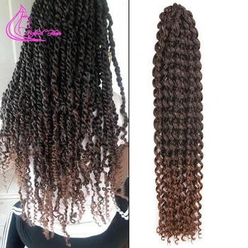 

Spring Passion Twist Braiding Hair 18inch Long Black Brown Ombre Braids Crochet Synthetic Curly Hair For Braid 22strands/pc