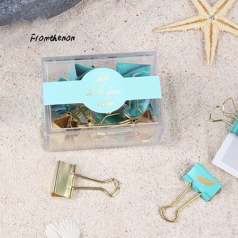 

Light Blue Series Binder Clip Metal Klips Paper Clips Office and School Supplies Girls Decoration Accessories Stationery