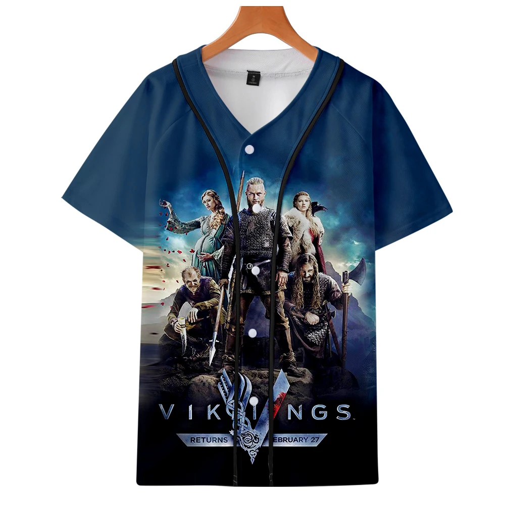 Vikings ТВ серии Гавайские рубашки для мужчин кнопка короткий рукав 3D норса мужские викинги Рубашки Летние повседневные свободные мужские