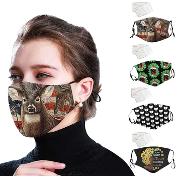 

Vintage Print Mouth Masks For Women Men Face Cover Windproof Foggy Haze Protective Mask Mouth-muffle Mascarillas Masque