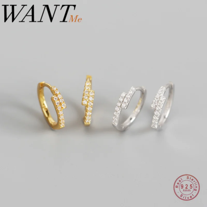 Женские и мужские серьги гвоздики WANTME с двойными ушками пряжкой из стерлингового