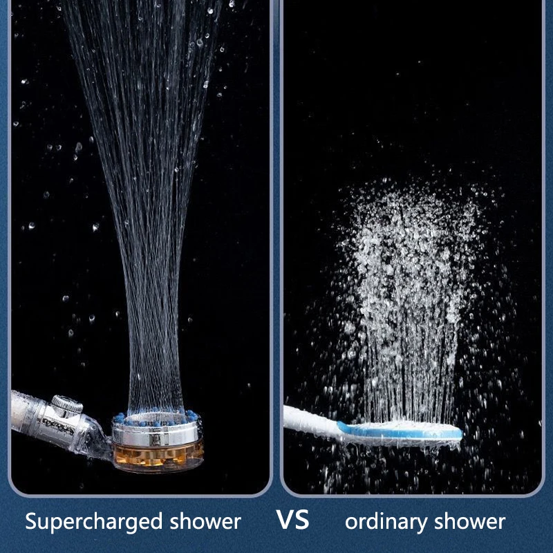 Pressurized Nozzle Turbo Shower Head One-Key Stop Water Saving High Pressure Shower Head Magic Water Line Bathroom Accessor 3