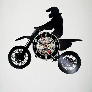 

Digital Wall Clock Modern Design Off-Road Motocycles Clocks 3D Stickers Vinyl Record Wall Watch Home Decor Silent 12 inch
