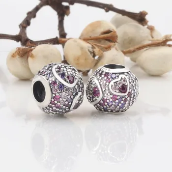 

Original 925 Sterling Silver Bead Round Red With Crystal Beads Fit Pandora Women Bracelet & Necklace Diy Jewelry