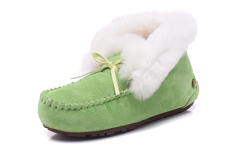 Лидер продаж года; зимняя обувь на натуральном меху; женская обувь из натуральной кожи на плоской подошве; Модные женские мокасины; повседневные лоферы; теплая шерстяная зимняя обувь - Цвет: Apple Green