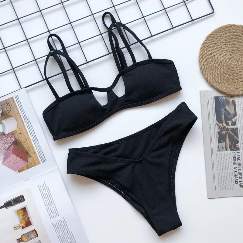 2020 Hollowed Sexy Bikini Set Women String Swimsuit Push Up Swimwear Thong Brazilian Bikini Bathing Suit Swim Wear