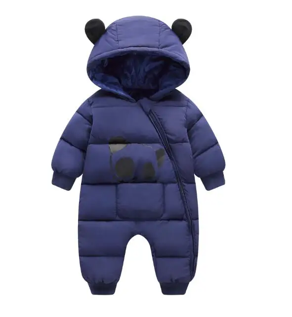 navy blue Одежда для маленьких мальчиков и девочек; коллекция года; зимние комбинезоны с капюшоном для новорожденных; плотный хлопковый наряд; комбинезон для новорожденных; Детский костюм; ползунки - Цвет: navy blue