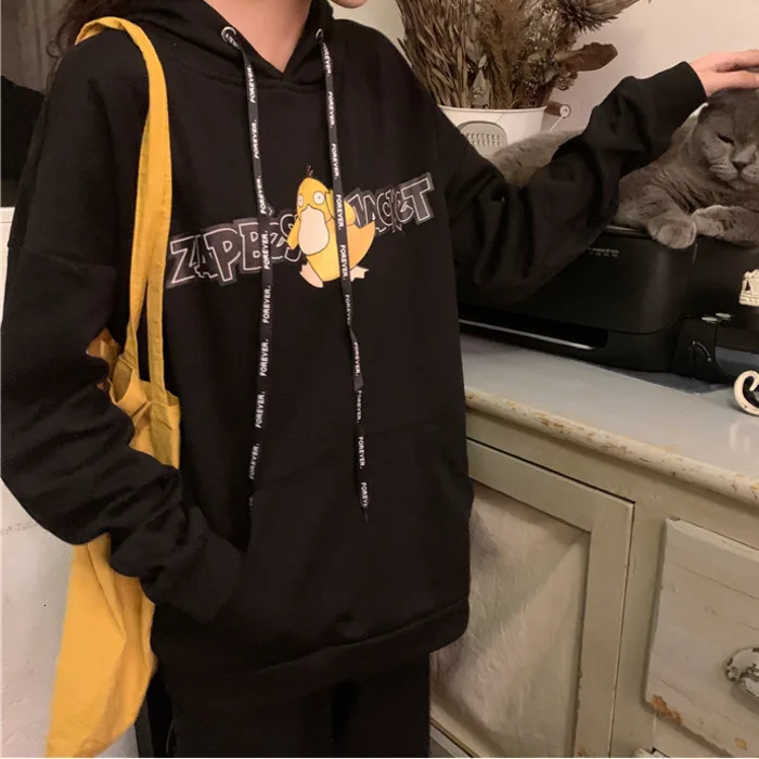 Fall New Fashion Unisex Sweatshirt Pokemon Pikachu Jigglypuff Print Casual Oversized Hoodie Couple Hooded Pullover Top
