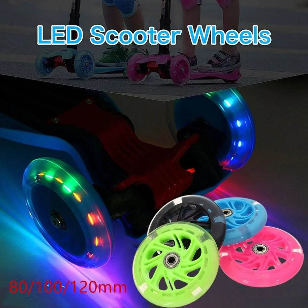 80 мм 100 мм 120 колесо для скутера светодиодный свет вспышки скутер колесо для мини микро скутер подшипники с 5 цветов