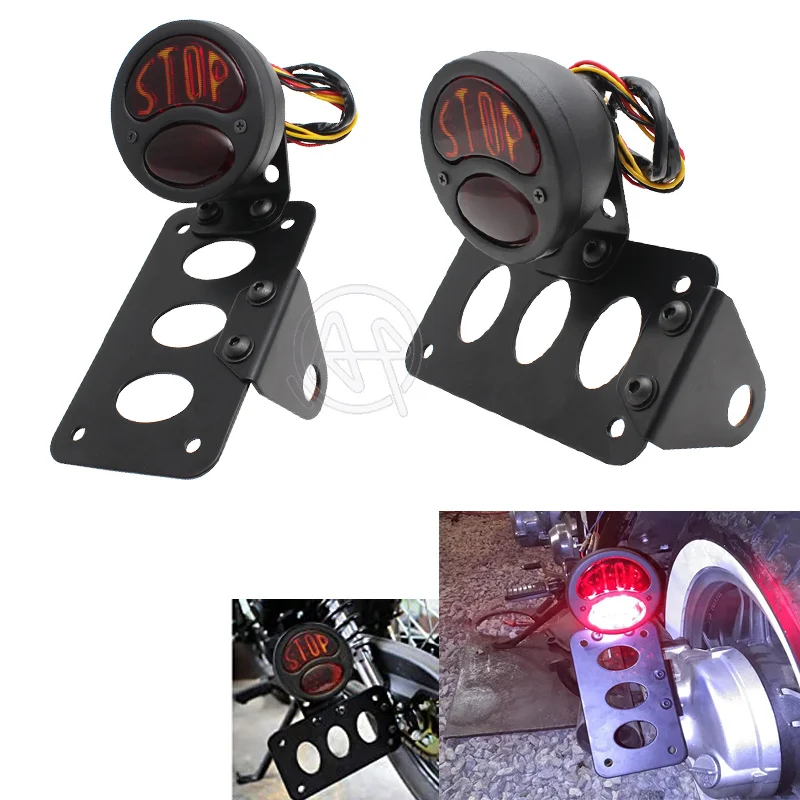 Phare plaque d'immatriculation de moto avec support latéral  Style de  voiture, montage latéral universel, feu de queue de moto - AliExpress