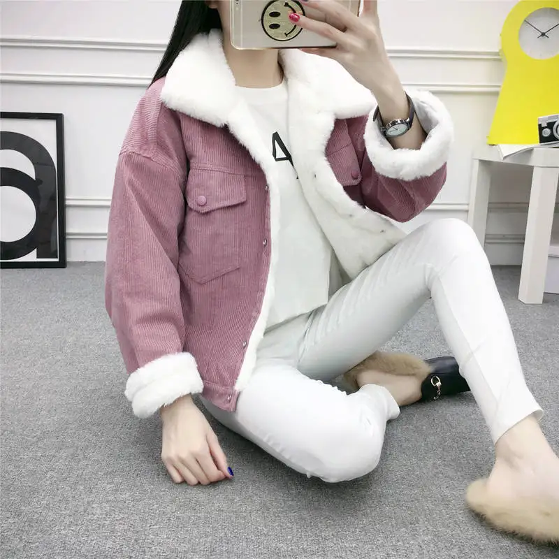 Idopy Cute Women`s Boyfriend Style Denim Jacket Fleece Lined Winter Thermal Warm Jeans Jacket and Coat Fur Collar For Female