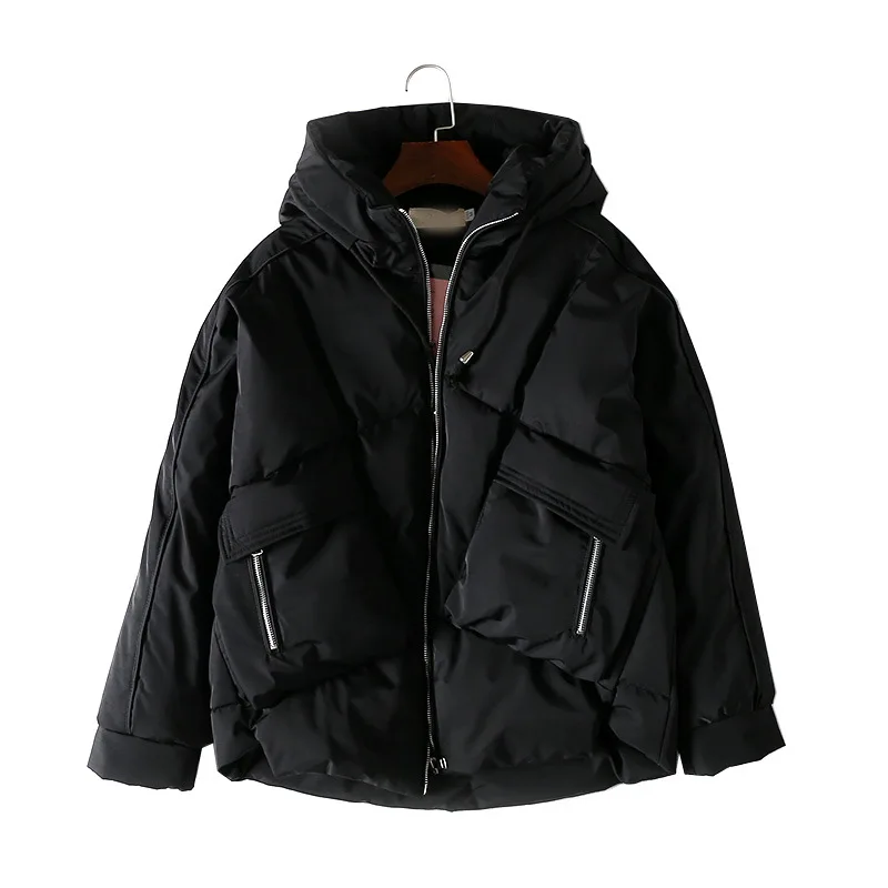 

A Generation of New Style Fashion Solid Color Warm Comfortable Loose-Fit Slimming Casual Hooded Short Cotton-padded Clothes Enti