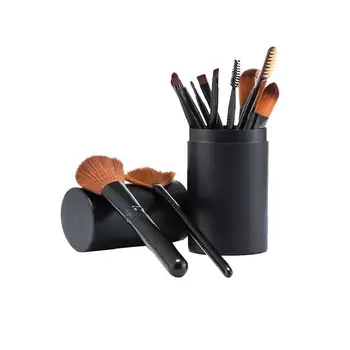 

Makeup Brushes Flat Foundation Blush Eyeliner Eyeshadow Brushes with Holder Professional Makeup Brush Set 12 pcs (Black)