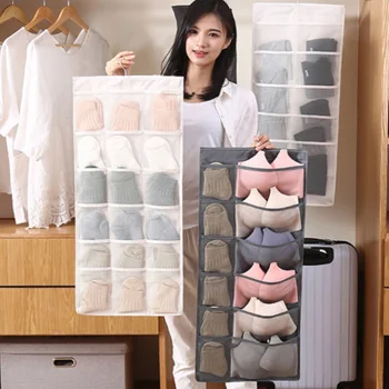 

15/30 Pocket Hanging Storage Bags Non-Woven Clothes Organizer Bag Double-Sided Water Laundry Cabinet Underwear Socks Storage