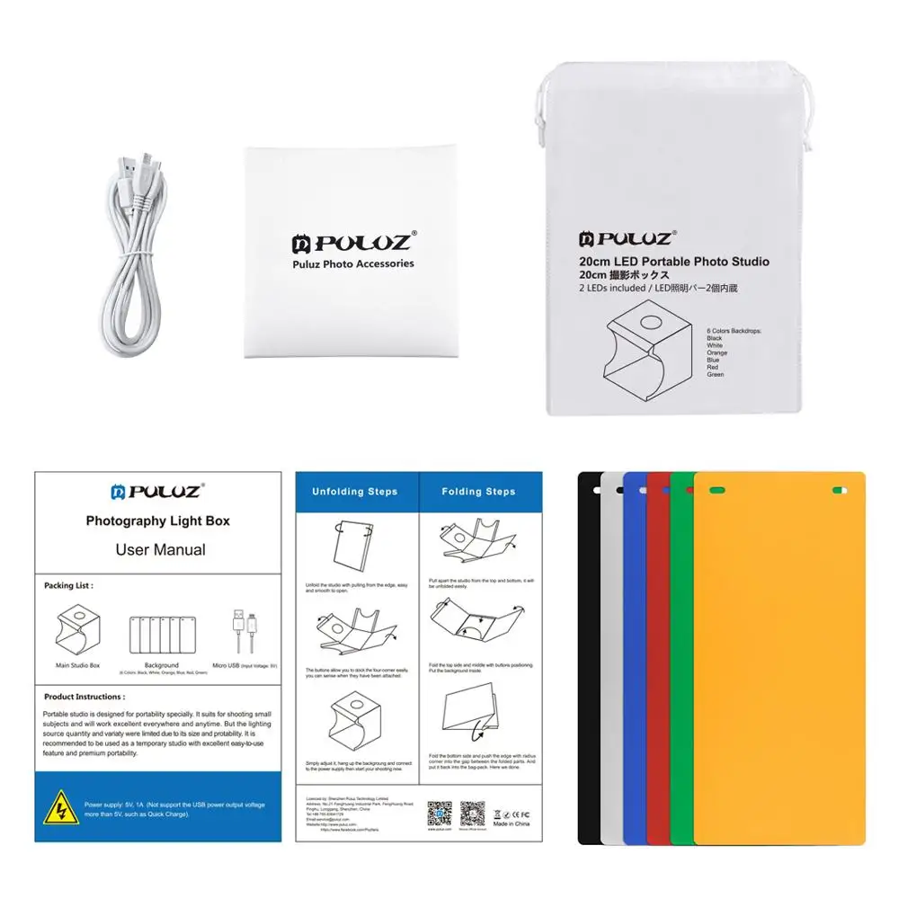Портативный складной лайтбокс мини Фотостудия софтбокс двойной светодиодный фонарь софтбокс, комплект и 6 цветных фонов для DSLR камеры