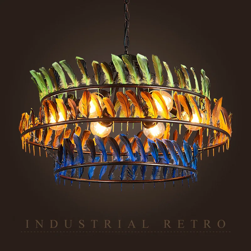 

restoring ancient ways American clothing store of individual character dining-room, wrought iron bar LED lamps