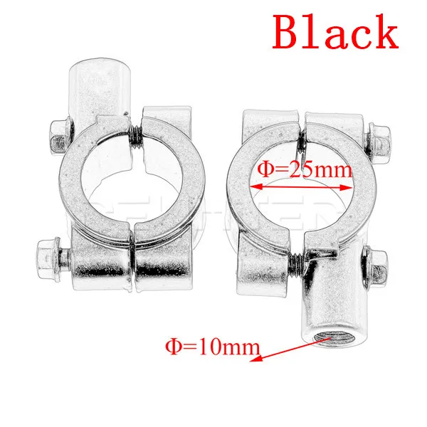 2 шт. черный серебряный аксессуары для мотоциклов зажим для крепления зеркала держатель зеркала заднего вида размер 22 мм 10 мм 8 мм 10 мм 25 мм - Цвет: Black 10mm 25mm