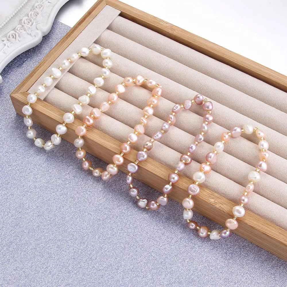 

CoeufuedyG Real Freshwater Baroque Pearl Bracelets & Bangles For Women Crystal Beads Jewelry Charm bracelet Party Gift