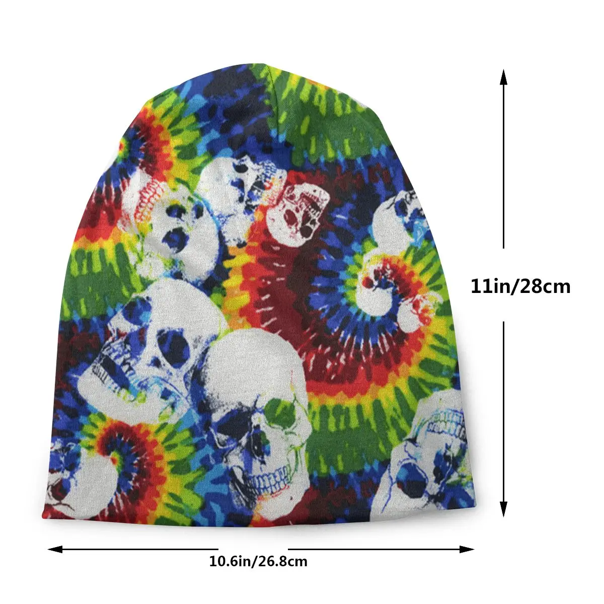 Хлопковая ткань-черепа на Tie Dye унисекс взрослая Повседневная шапочка зимняя теплая вязаная Лыжная шапка с рукавом Skully Beanies