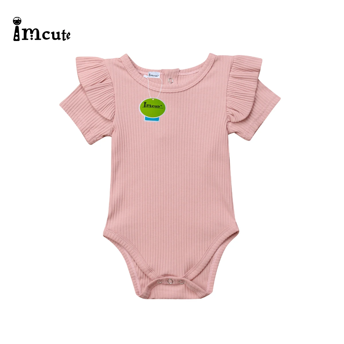 imcute Newborn Infant Baby Girl Bodysuits Jumpsuit Solid Color Knitted Ribbed Ruffled Bodysuit One Piece Spring Birthday Clothes | Мать и