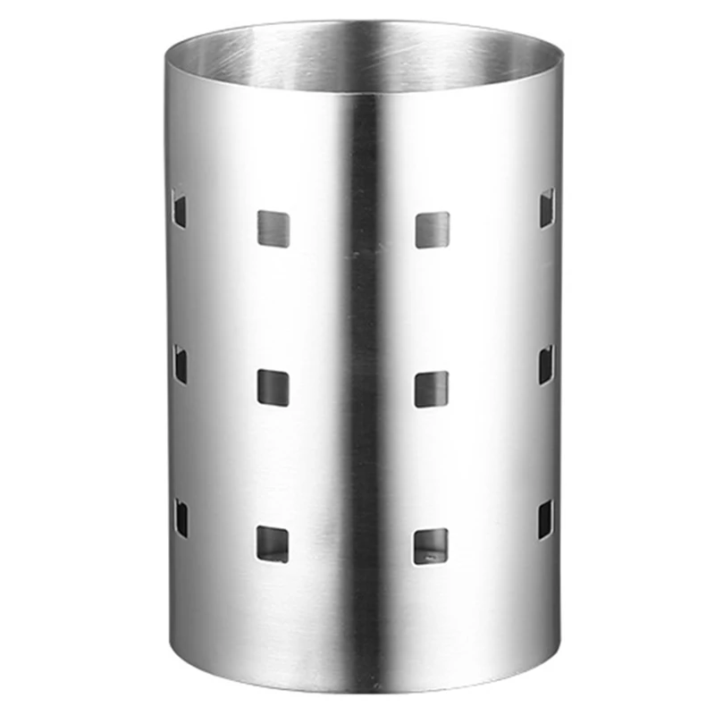 

Thick Stainless Steel Square Hole Tableware Cage Chopsticks Tube Storage, Brush Holder,Kitchen Caddy,Utensil Holder--S