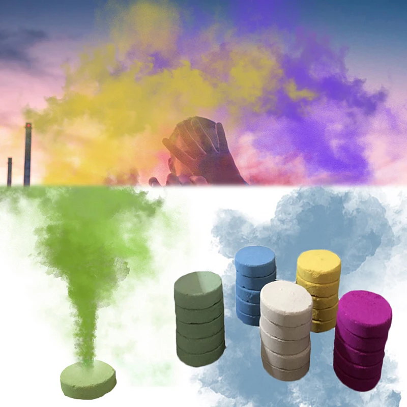 

1Box 5pcs Colorful Smoke Pills Party Props Combustion Smog Cake Effect Pills Multicolor Portable Photography Prop Wholesale