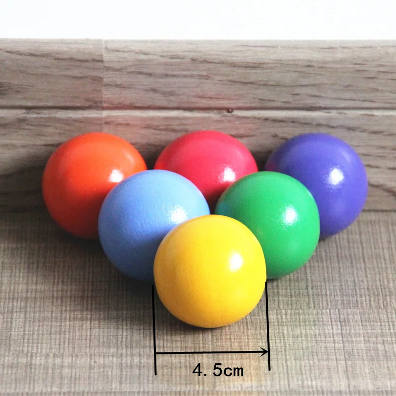 6Pcs Ball Большой 12 шт./компл. детская деревянная матрешка головоломка здание из соснового дерева радужных блоков укладчик развивающая игрушка Декор - Цвет: 6Pcs Ball