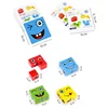 Children Emotion Change Blocks Expressions Puzzles Kids Wood Cube Table Games Boy Girl Early Learning Education Montessori Toys 6