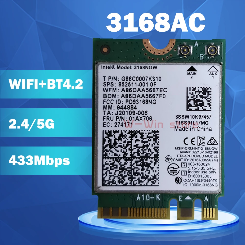 Беспроводная сетевая карта для Intel 3168AC 3168NGW NGFF M.2 802.11ac 2 4G/5 ГГц Wifi Bluetooth 4 Wi-Fi адаптер