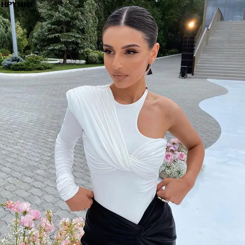 

One Shoulder Skinny Bodysuit for Women Jumpsuit Sexy Cut Out Rompers Sexy One Piece Female Summer Overalls Elegant Streetwear