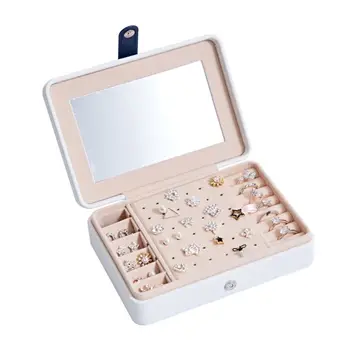 

New Portable PU Fresh Simple Earring Plate Jewelry Storage Box Earrings Ring Multi-function Jewellery Case