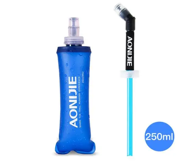 250ml 1 AONIJIE Беговая спортивная мягкая бутылка для воды, складная термополиуретановая мягкая колба для воды с длинными соломенными пузырьками, сумка 350/600 мл - Цвет: 250ml 1