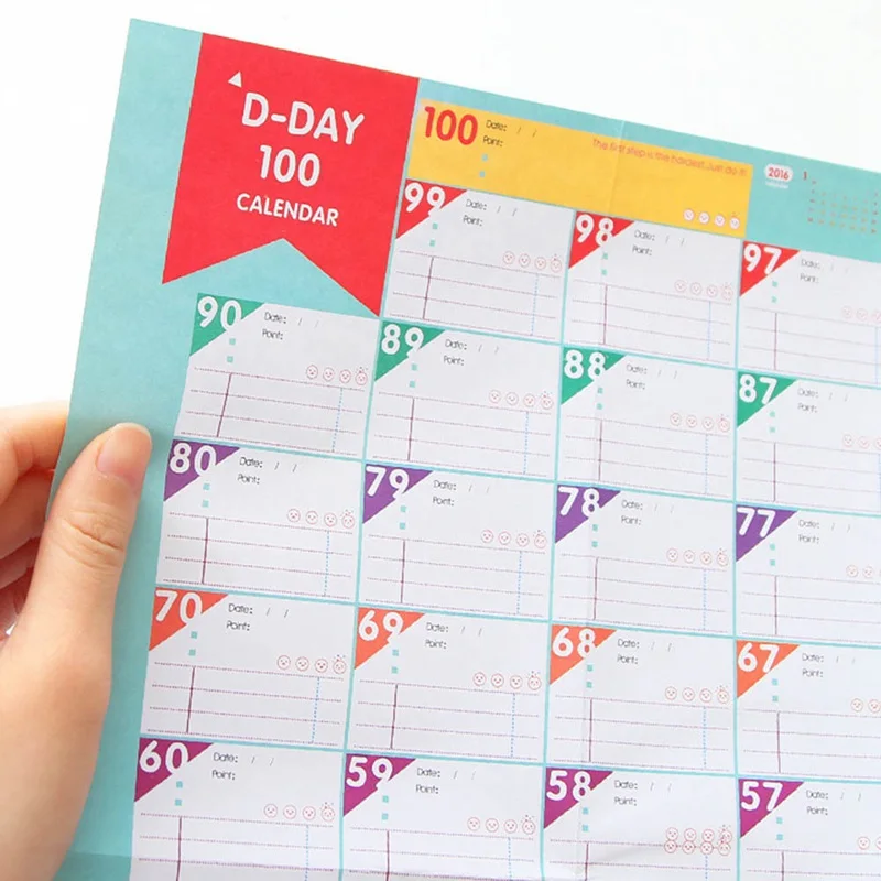 

100 Day Countdown Calendar Learning Schedule Periodic Planner Table Gift For Kids Study Planning Learning Supplies