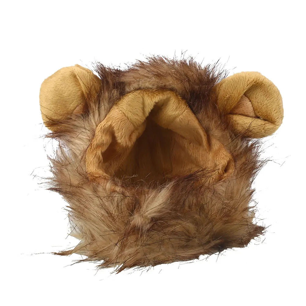Украшение игрушки игрушка Шляпа кошка косплей парик домашнее животное голова Крышка 18*17 см красочные Моделирование волос осень зима щенок одеваются - Цвет: Brown Lion