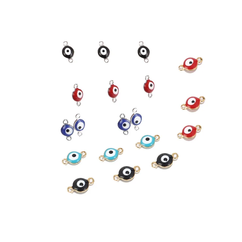 20PCS Stainless Steel Evil Eye Charm Connectors 6mm Gold Fashion Connector Beads for DIY Necklace Bracelet Jewelry Making - Color: Mixed Color