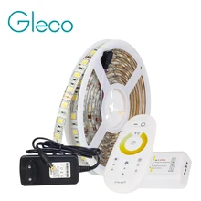 Светодиодная лента 5050 комплект 2 в 1 белая+ теплая белая светодиодная лента светильник 5050 CWW с 2,4G RF CCT контроллер, 12V питание штепсельная вилка европейского стандарта