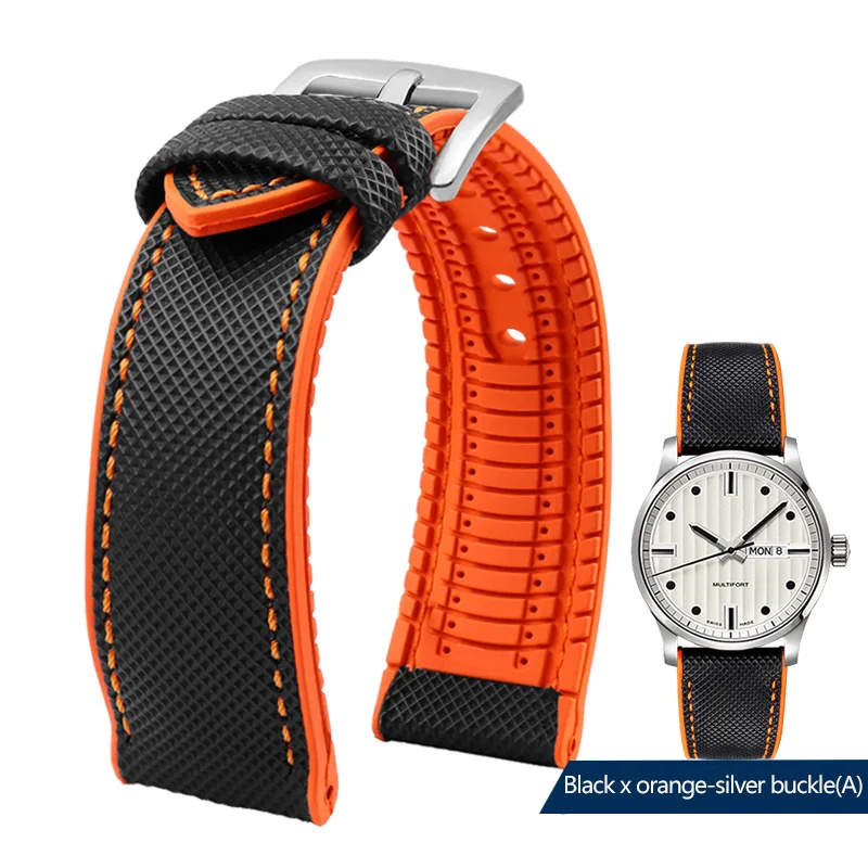 thumbnail image 1 of Correa de reloj de lona impermeable de caucho y silicona para deportes al aire libre de 19, 20, 21 y 22 mm de la serie Citizen Helmsman/Commander, 1 of 5