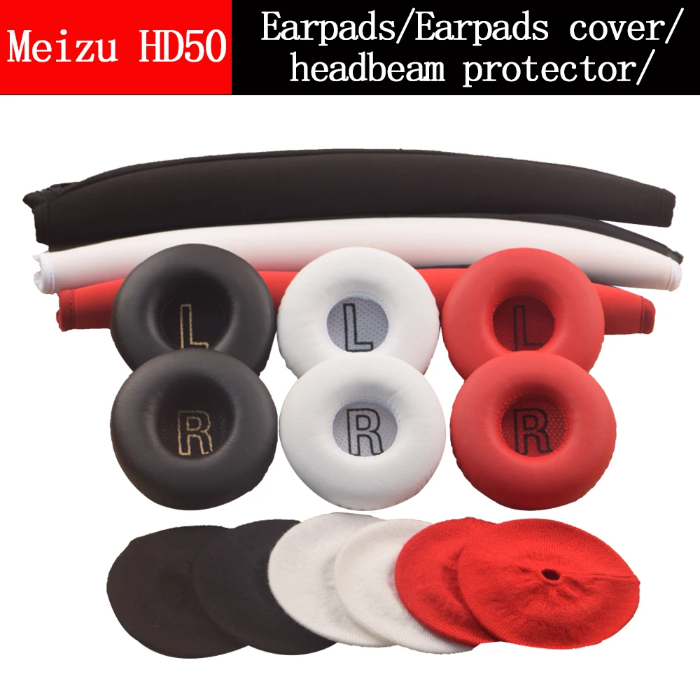 

Replacement Ear Pad Pillow Earpads Dust Cover Headbeam Cushion Protector for Meizu HD50 HD 50 HIFI Headphone Headset buckle Clip