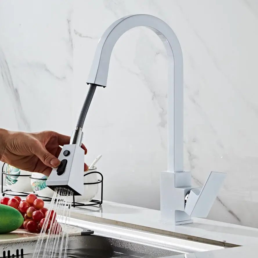 Черный Кухонный Кран хромированный с одной ручкой выдвижной кухонный кран с одним отверстием поворотный кран с ручкой 360 градусов смеситель для воды смеситель кран
