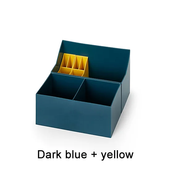 dark blue Пластиковый органайзер для макияжа, ювелирное ожерелье, серьги для ногтей, контейнер для хранения косметики, ящик для домашнего рабочего стола, коробка для хранения, пластиковая коробка - Цвет: dark blue