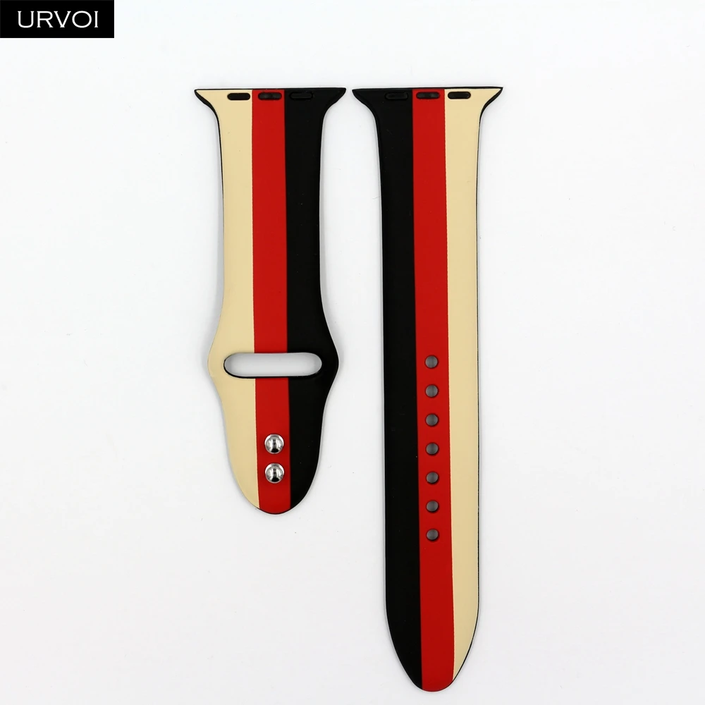 Спортивный ремешок URVOI для apple watch серии 5 4 3 2 1 силиконовый ремешок для iwatch 44 мм 42 мм мягкий смешанный ремешок аксессуары для apple watch - Цвет ремешка: Black Red V W