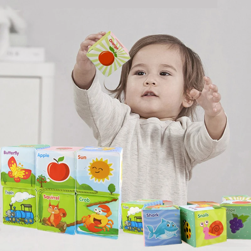 

6pcs/Set Baby Toys Mobile Magic Cube Baby Plush Block Clutch Rattles Early Newborn Baby Educational Toys 0-12 Months