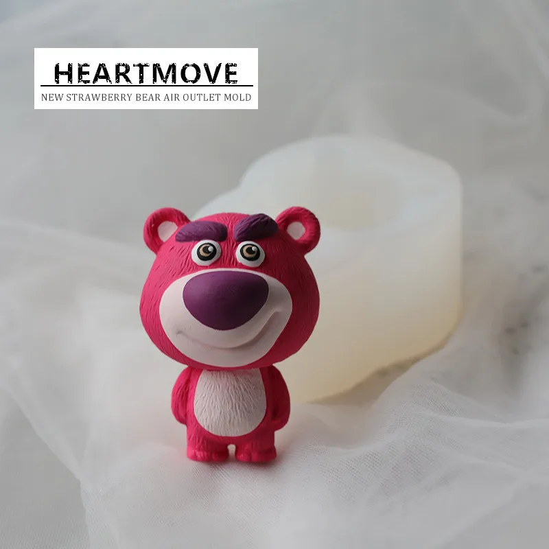 New Baking Tool 3D Strawberry Bear Silicone Mold DIY Cake Decoration Chocolate Jelly Soap Mold Vehicle Air Outlet Expanding Mold