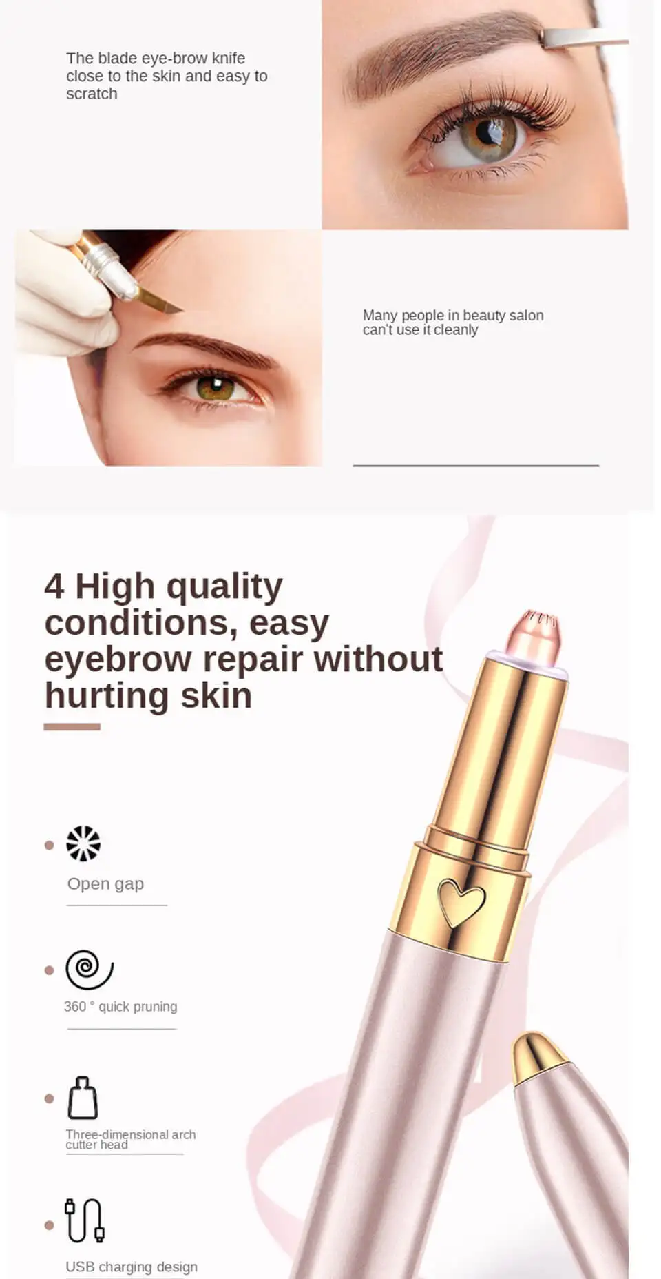 New Electric Eyebrow Trimmer Makeup Painless Eye Brow Epilator Mini Shaver Razors Portable Facial Hair Remover Women Depilator