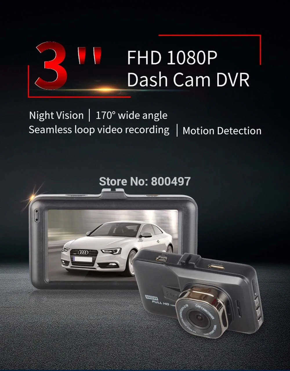 Автомобильный видеорегистратор FHD 1080P " 170 WDR ips видеорегистратор с двойным объективом g-сенсор парковочное Обнаружение движения камера ночного видения